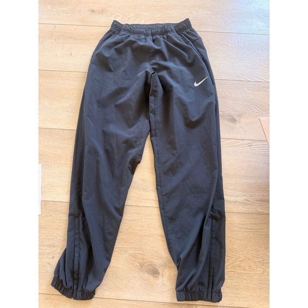 Nike Track Pants Mens Small Black Dri-FIT Zipper Ankle Cuffs Joggers 358